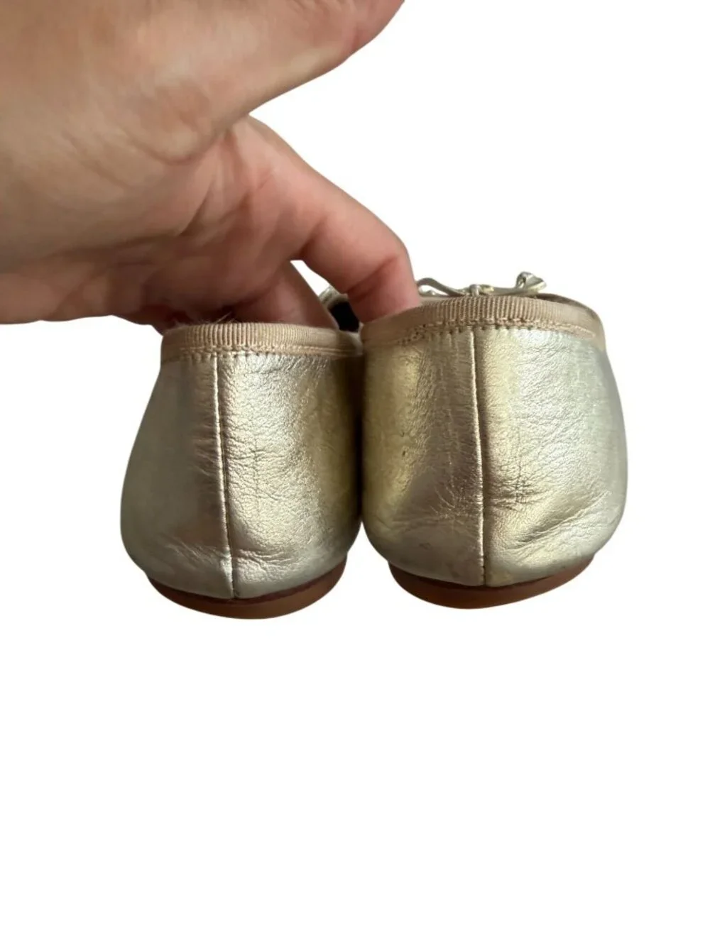 TORY BURCH Gold Leather Ballet Flats Size 8